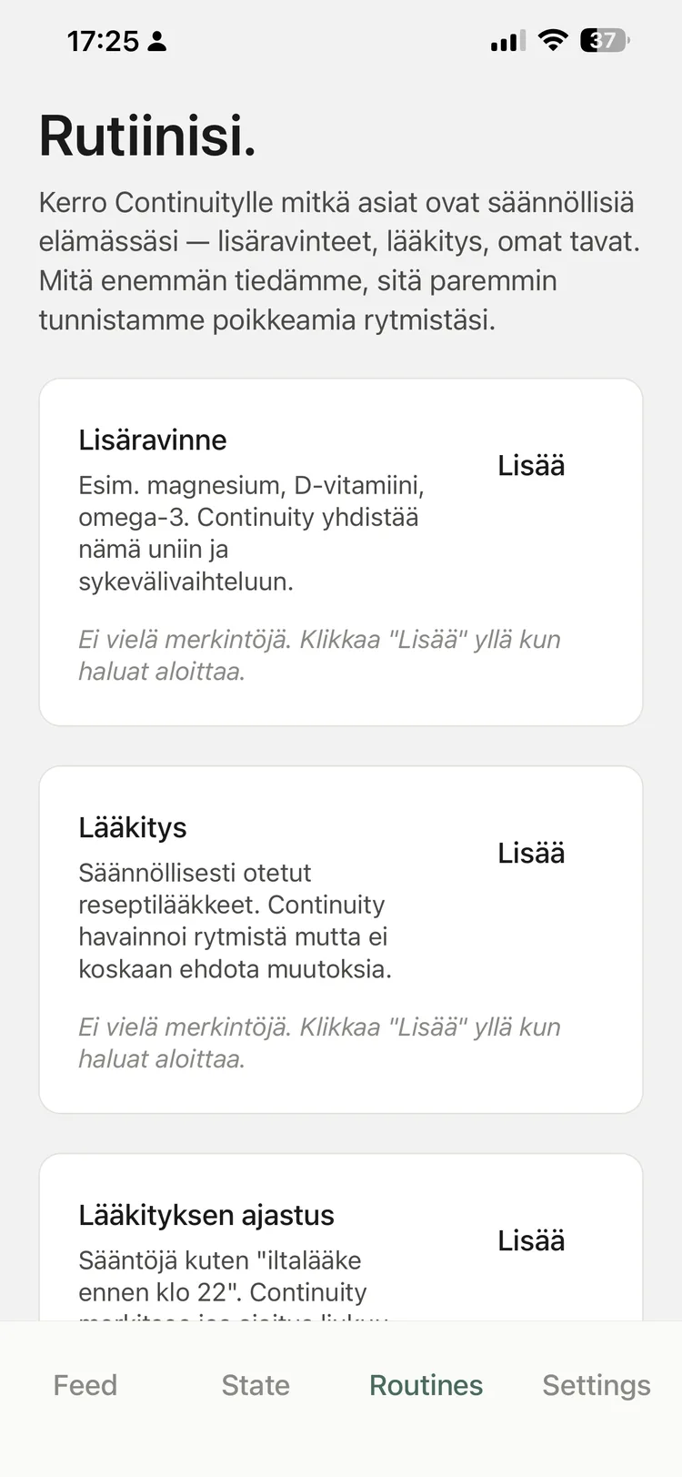 Continuityn rutiinit – lääkitystä havainnoidaan, muutokset tekee aina ihminen